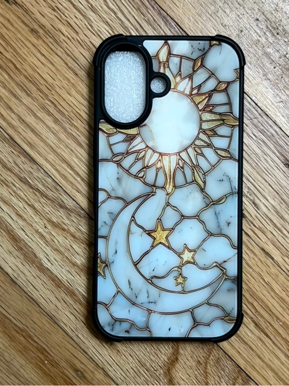 Phone Case 16 celestial stained glass design with marble like background